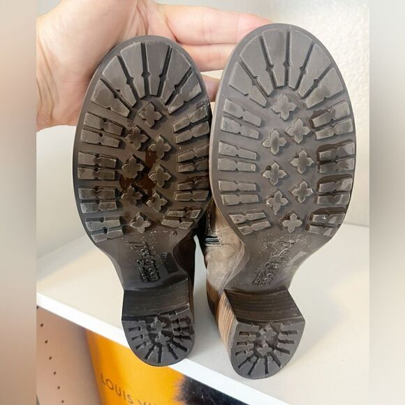 Paul Green Kendra Tall Buckle Brown Leather Boots 6/ US Size 8 to 8.5 - Picture 8 of 12